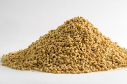 Animal feed for chicken and pig closeup with white background. Photo for feeding business and pet