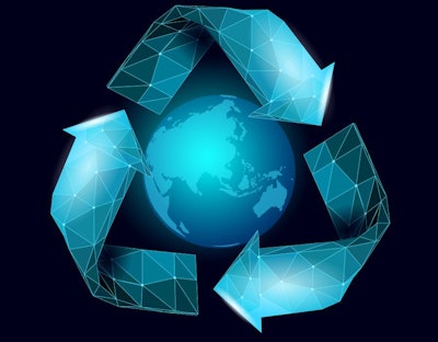 3d Recycle Plastic Symbol On Earth. Environment Safety Urban Rec