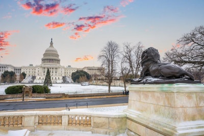 Winter Washington DC: US Capitol at winter sunset