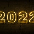 2022 gold neon desktop wallpaper, high resolution HD background psd