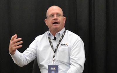Jamie Burr, National Pork Board chief sustainability officer, speaks during the 2023 World Pork Expo.