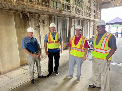 From left: Robert Turek, SVP Feed; Aaron Blake, Regional Feed Operations Manager; James Kreikemeier, East Region Feed Operations Manager; and Jesus Lopez, Manager of Feed Operations, at a July 2023 open house for the Duncan feed mill.