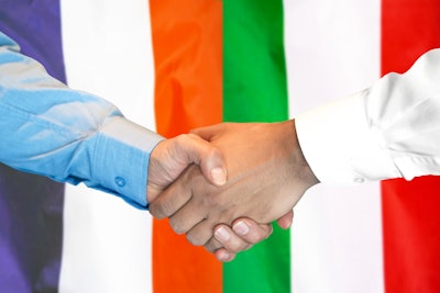 France Italy Flags Handshake