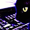 Dall·e 2023 11 09 12 15 39 Synthwave Drawing Of A Yellow Eyed, Black Cat Using A Computer