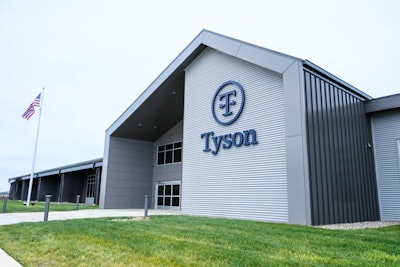 Tyson Foods' newest facility in Bowling Green, Kentucky, features the now-outdated corporate logo.