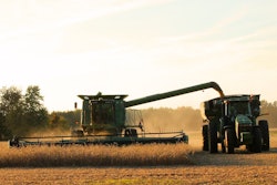 Soybean Harvest Combine Truck Loading