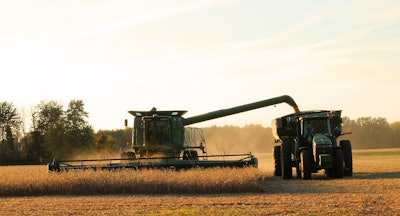 Soybean Harvest Combine Truck Loading