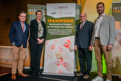 IPC President Ricardo Santin, Cargill Chief of Party for TRANSFORM Annie Kneedler, Dennis Erpelding, IPC Lead for TRANSFORM and its Science and Trade Advisor and IPC Secretary General Nicolò Cinotti announce the latest organizations to support the antimicrobial stewardship principles.