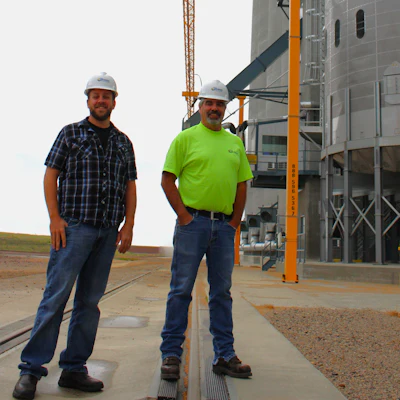From left: Todd Longville, facility manager, South Dakota Wheat Growers, and John Kroll, maintenance and construction manager, South Dakota Wheat Growers.