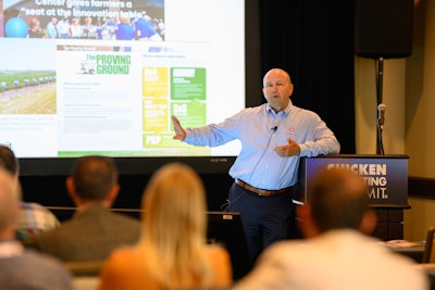 Cobb Research and Development Vice President William Herring speaking at the 2024 Chicken Marketing Summit
