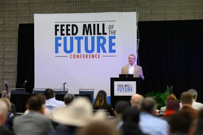 Rockwell Automation's Jerry Plessing speaks at the 2024 Feed Mill of the Future Conference.