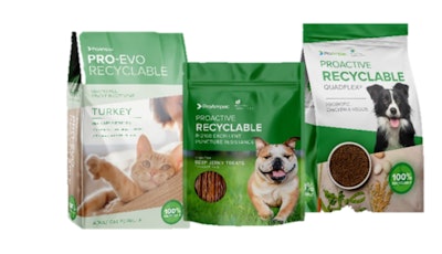 PRO-EVO Recyclable is a pre-qualified curbside recyclable multi-wall SOS bag, while QUADFLEX Recyclable is a pre-qualified recyclable pouch. ProAmpac featured both products at last year's Petfood Forum in Kansas City.