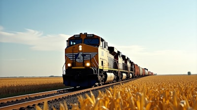 Train Traveling Thorugh Midwest