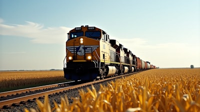 Train Traveling Thorugh Midwest