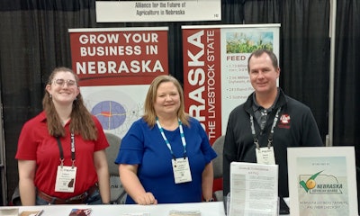 Valerie Parsons, Nebraska Department of Agriculture; Lyndsy Jenness, Nebraska Public Power District; and Steve Martin, Alliance for the Future of Agriculture in Nebraska (AFAN), exhibited at PEAK in April to answer questions about agricultural opportunities in Nebraska.