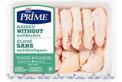 Prime chicken wings package showing antibiotic-free raw chicken pieces