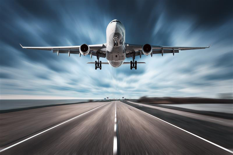 Airplane And Road With Motion