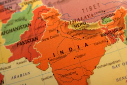 Political map of South Asia highlighting India, Pakistan, Nepal, and surrounding countries