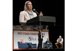 (Top) FDA’s Jenny Murphy provided a timely update on key regulatory issues impacting the pet food sector. (Bottom) A panel explored how artificial intelligence is shaping everything from recipe design to kibble production.