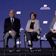 Zippy Duvall, Sen. John Boozman, Sen. Amy Klobuchar, Rep. GT Thompson and Rep. Angie Craig discuss legislative issues at the American Farm Bureau Federation Convention on January 11.