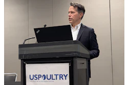 Christian Richter discusses political issues that affect the poultry industry during a presentation at the International Production & Processing Expo.