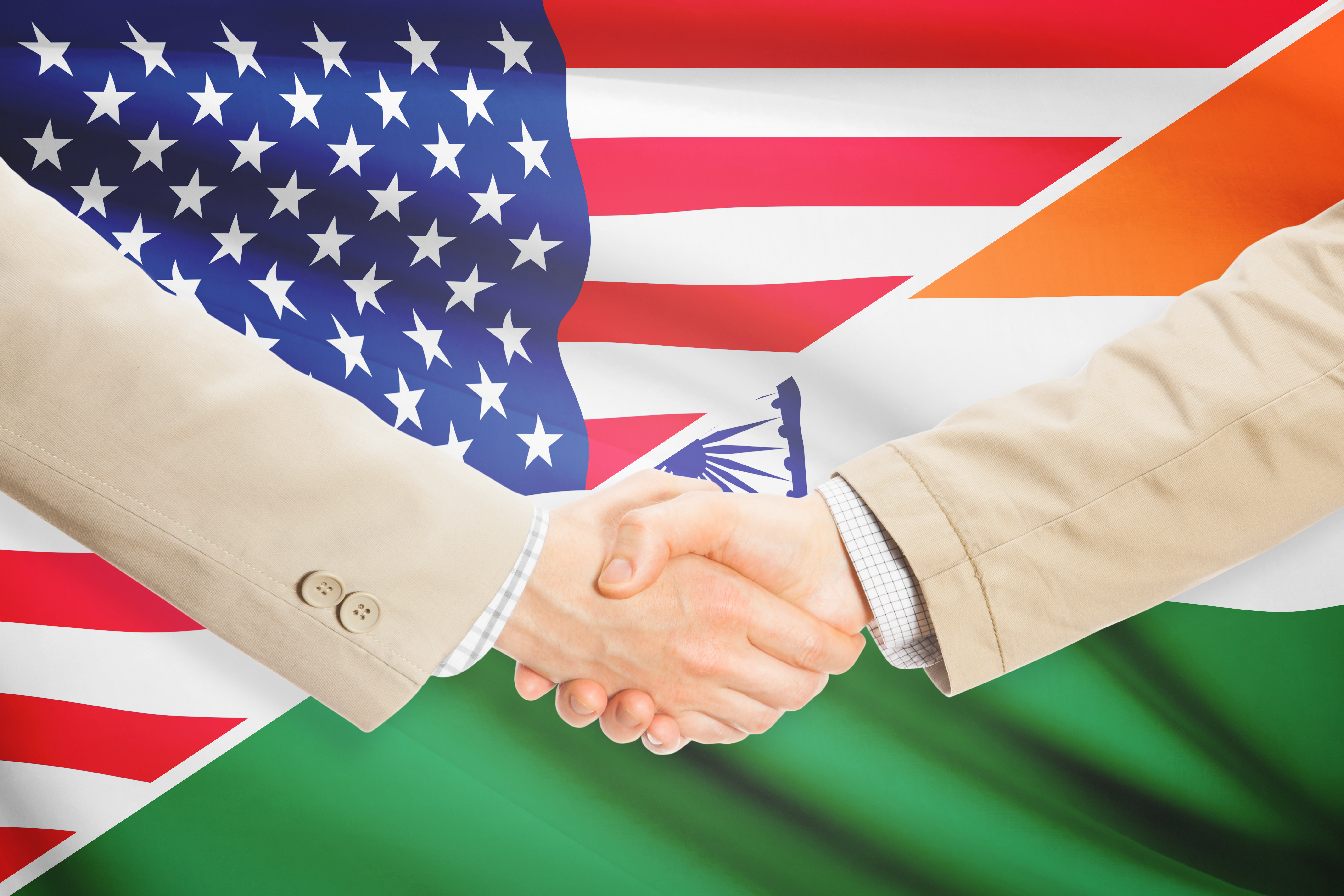 Us India Handshake Flags