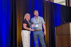 Jody Hallman, VP, integrated marketing, Perdue Foods, accepts the 2025 Chicken Marketer of the Year award.