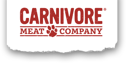 Carnivore Meat Company logo with red text and paw print icon