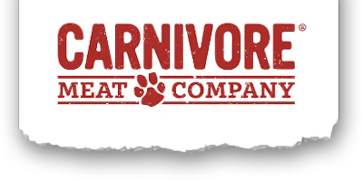 Carnivore Meat Company logo with red text and paw print icon