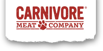 Carnivore Meat Company logo with red text and paw print icon