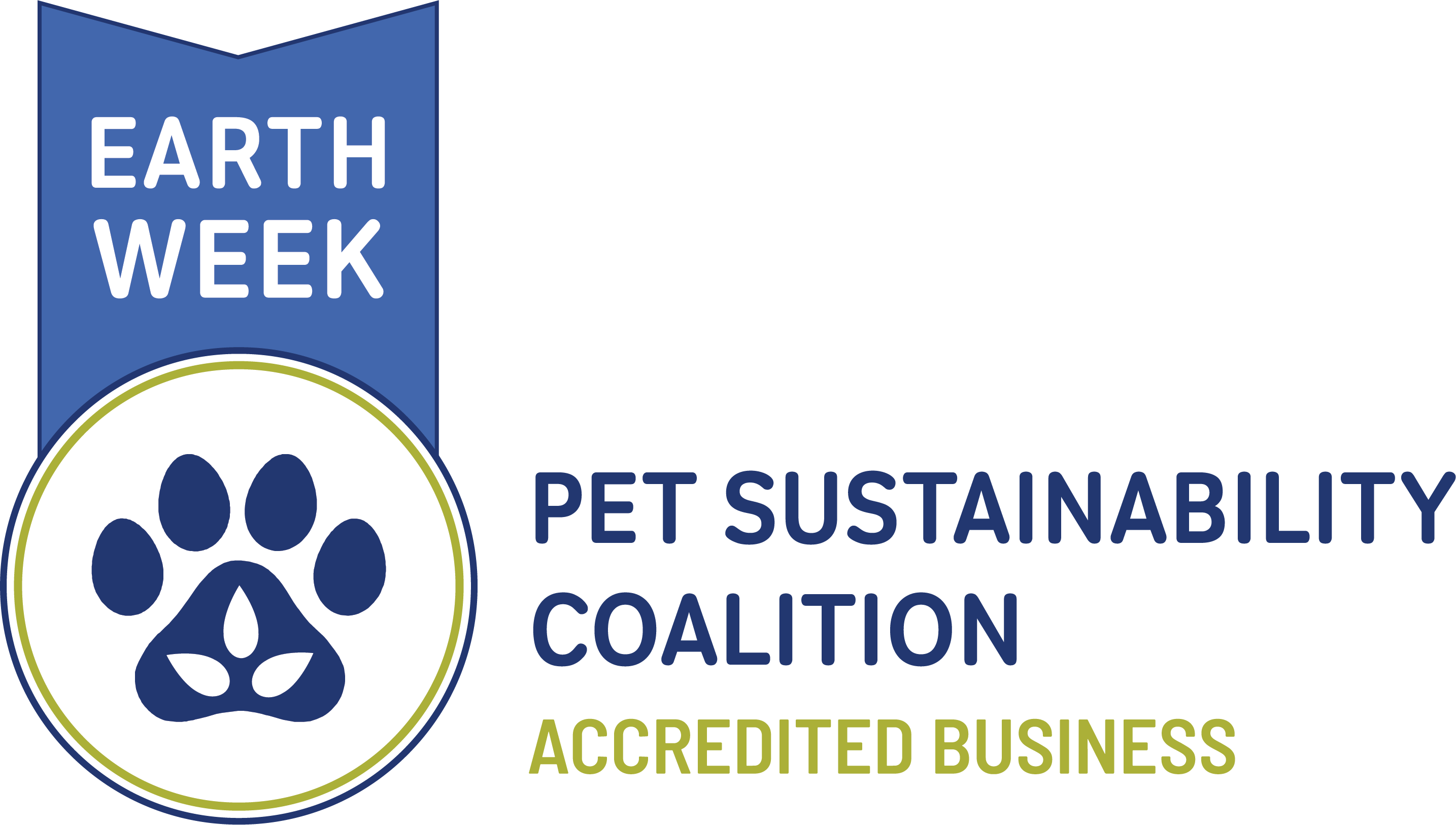 Pet Sustainability Coalition Earth Week accredited business logo with paw print emblem