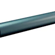 Industrial conveyor roller with green mounting bracket and discharge chute