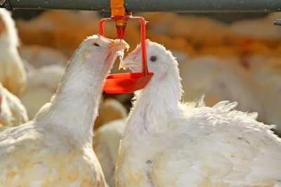 White Broilers Drinking Closeup