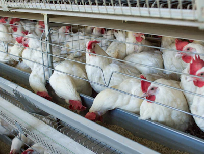 Chickens Eating From Feeder