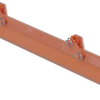 Terracotta-colored steel spreader beam with four metal shackle attachment points for lifting operations