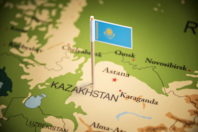 Kazakhstan Map Flag