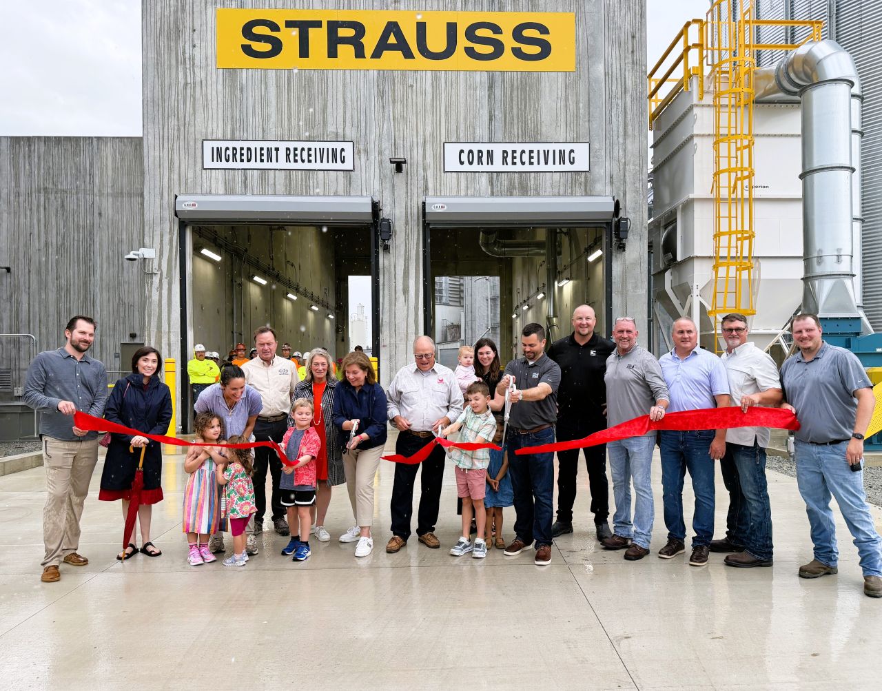 MPS Egg Farms celebrates the grand opening of its new Strauss Feed Mill in North Manchester, Indiana, with a ribbon cutting.