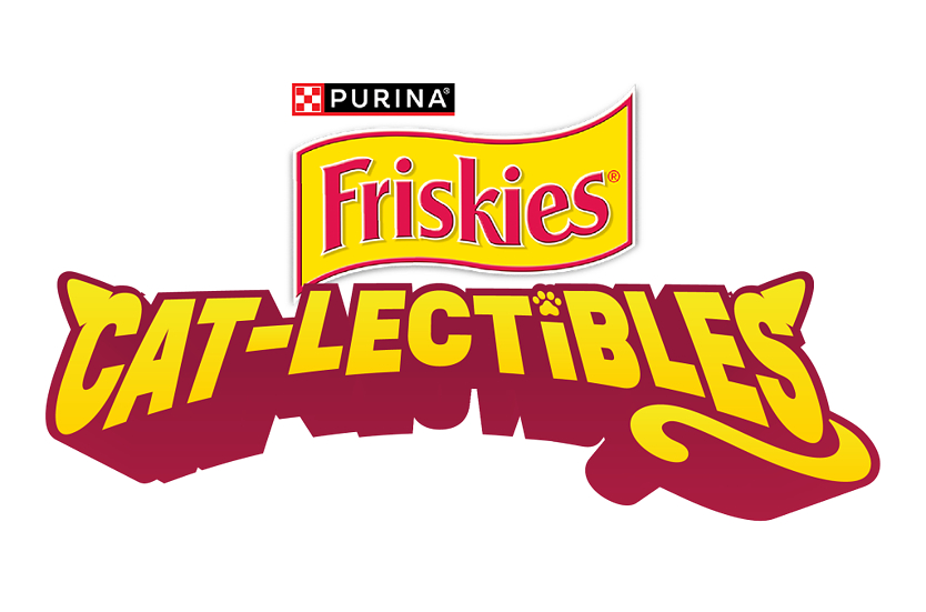 Friskies Cat-Lectibles by Purina logo with yellow and maroon branding