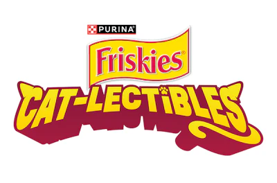 Friskies Cat-Lectibles by Purina logo with yellow and maroon branding