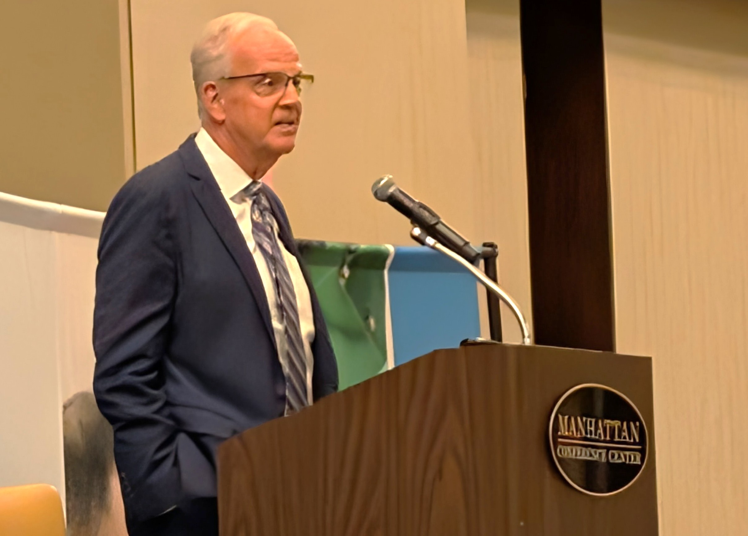 Sen. Jerry Moran speaks at the Kansas Ag Summit in Manhattan, Kansas.