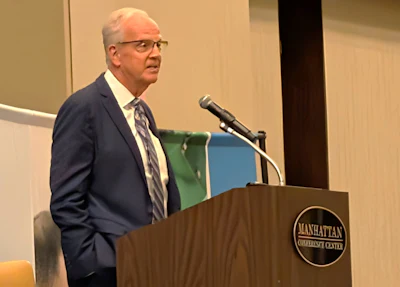 Sen. Jerry Moran speaks at the Kansas Ag Summit in Manhattan, Kansas.