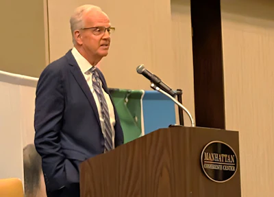 Sen. Jerry Moran speaks at the Kansas Ag Summit in Manhattan, Kansas.