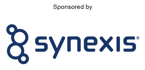Synexis logo featuring interconnected circles symbol with navy blue text and registered trademark