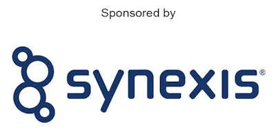 Synexis logo featuring interconnected circles symbol with navy blue text and registered trademark
