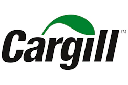 Cargill company logo featuring black text with green curved leaf symbol