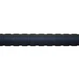 Black ribbed roller with metal end caps on white background