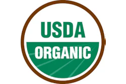 USDA Organic certification logo with brown circular border and green lower half