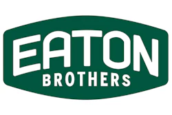 Eaton Brothers logo featuring white text on dark green shield-shaped badge