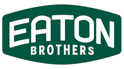 Eaton Brothers logo featuring white text on dark green shield-shaped badge