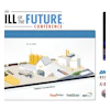 Feed Mill of the Future Conference poster featuring a 3D feed mill facility diagram, speaker, and sponsor logos including Andritz, APEC, and Bestmix.